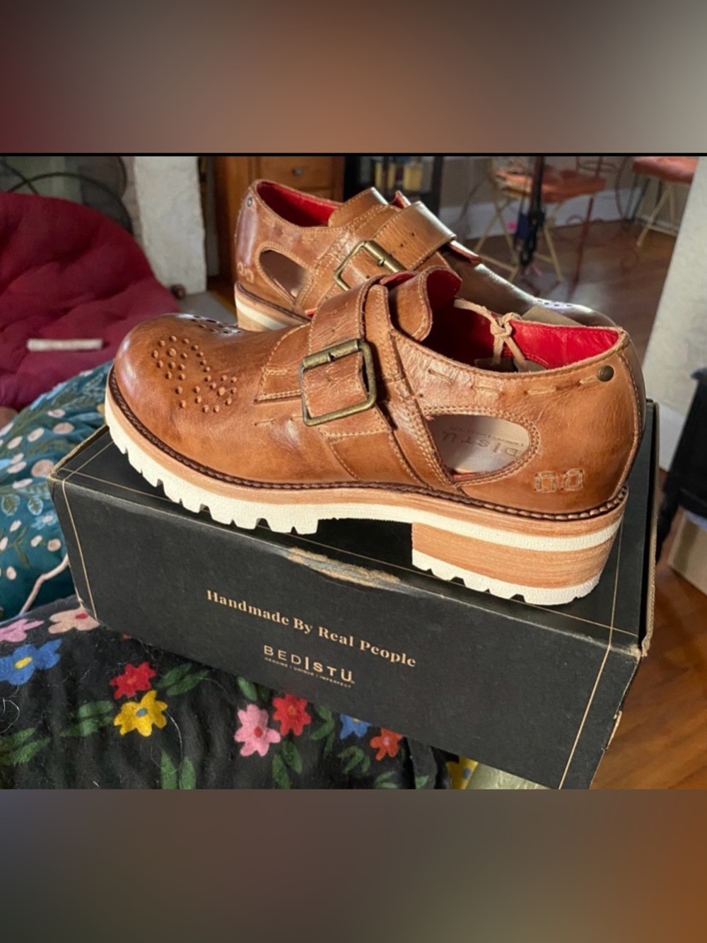 NUB Bed Stu Dagny Leather Oxford Loafer 9.5 Gorgeous Paisley Chunky Mexico